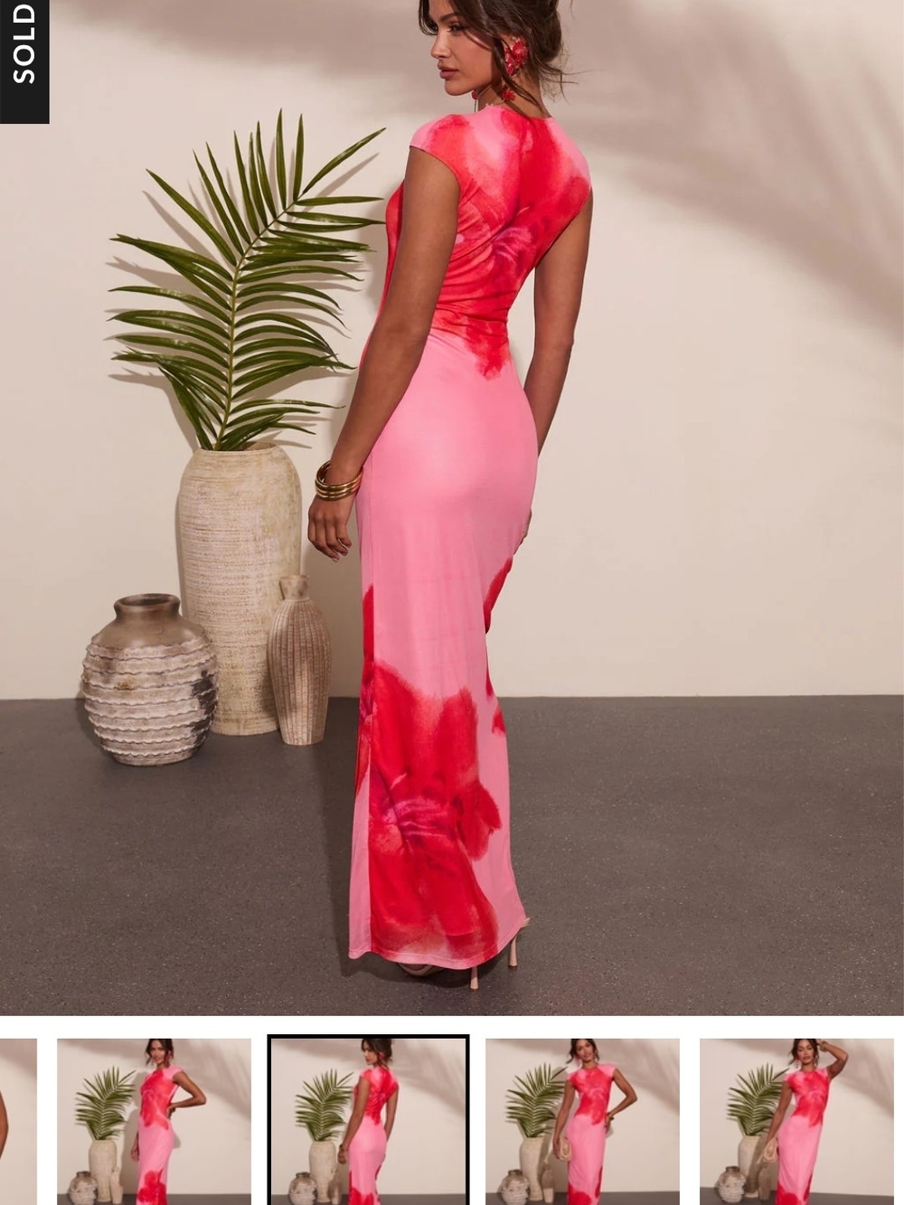 SOLD OUT ON VICI SITE. Vici Pink And Hot Pink Mesh Floral Cap-Sleeve Maxi Dress